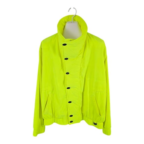 Vintage Neon Yellow Ski Jacket Bobbie Burns Size XL Removable Shoulder Pads - Picture 3 of 14